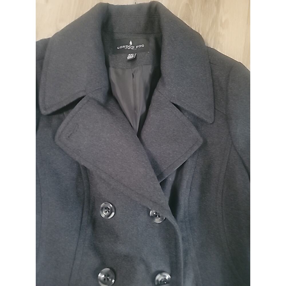 London Fog Womens Size XXL Wool Blend Charcoal Spring Grey Car Pea Coat Jacket